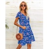 image:imageHOTOUCH Womens Casual Summer Dress with Pockets V Neck Ruffle Sleeve ALine DressesBlue Floralprinted