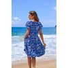 image:imageHOTOUCH Womens Casual Summer Dress with Pockets V Neck Ruffle Sleeve ALine DressesBlue Floralprinted
