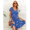 image:imageHOTOUCH Womens Casual Summer Dress with Pockets V Neck Ruffle Sleeve ALine DressesBlue Floralprinted