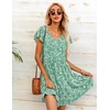 image:imageHOTOUCH Womens Casual Summer Dress with Pockets V Neck Ruffle Sleeve ALine DressesGreen Floralprinted