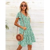 image:imageHOTOUCH Womens Casual Summer Dress with Pockets V Neck Ruffle Sleeve ALine DressesGreen Floralprinted