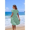 image:imageHOTOUCH Womens Casual Summer Dress with Pockets V Neck Ruffle Sleeve ALine DressesGreen Floralprinted