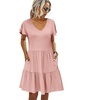image:imageHOTOUCH Womens Casual Summer Dress with Pockets V Neck Ruffle Sleeve ALine DressesPink Dot