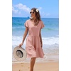 image:imageHOTOUCH Womens Casual Summer Dress with Pockets V Neck Ruffle Sleeve ALine DressesPink Dot