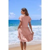 image:imageHOTOUCH Womens Casual Summer Dress with Pockets V Neck Ruffle Sleeve ALine DressesPink Dot