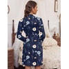 image:imageHOTOUCH Womens Robe Lightweight Short Knit Bathrobe Soft Ladies Sleepwear with PocketsP Floral Branch Navy
