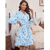 image:imageHOTOUCH Womens Robe Lightweight Short Knit Bathrobe Soft Ladies Sleepwear with PocketsPlanet Moon