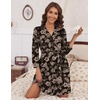 image:imageHOTOUCH Womens Robe Lightweight Short Knit Bathrobe Soft Ladies Sleepwear with PocketsPrint Brown Floral