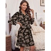 image:imageHOTOUCH Womens Robe Lightweight Short Knit Bathrobe Soft Ladies Sleepwear with PocketsPrint Brown Floral