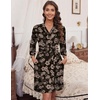 image:imageHOTOUCH Womens Robe Lightweight Short Knit Bathrobe Soft Ladies Sleepwear with PocketsPrint Brown Floral