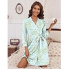 image:imageHOTOUCH Womens Robe Lightweight Short Knit Bathrobe Soft Ladies Sleepwear with PocketsPrint Daisy
