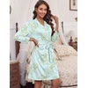 image:imageHOTOUCH Womens Robe Lightweight Short Knit Bathrobe Soft Ladies Sleepwear with PocketsPrint Daisy