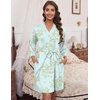 image:imageHOTOUCH Womens Robe Lightweight Short Knit Bathrobe Soft Ladies Sleepwear with PocketsPrint Daisy
