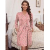image:imageHOTOUCH Womens Robe Lightweight Short Knit Bathrobe Soft Ladies Sleepwear with PocketsPrint Leopard Heart