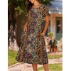 image:imageHOTOUCH Womens Summer ALine Midi Dresses 2026 Casual Floral Short Sleeve TShirt Dress Flowy Beach Sundress with PocketsMz721