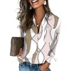 image:imageHOTOUCH Button Down Shirts for Women Long Sleeve Blouse Dressy Casual Business Work Tops with PocketPink Taupe Block