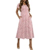 image:imageHOTOUCH Summer Dresses for Women 2026 Casual Midi Dress Petal Short Sleeve A Line Dress Pleated Flare Sundress02 Pink Dot