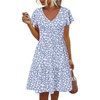 image:imageHOTOUCH Womens Casual Summer Dress with Pockets V Neck Ruffle Sleeve ALine DressesBlue Dot