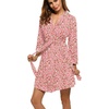 image:imageHOTOUCH Womens Robe Lightweight Short Knit Bathrobe Soft Ladies Sleepwear with PocketsPrint Leopard Heart