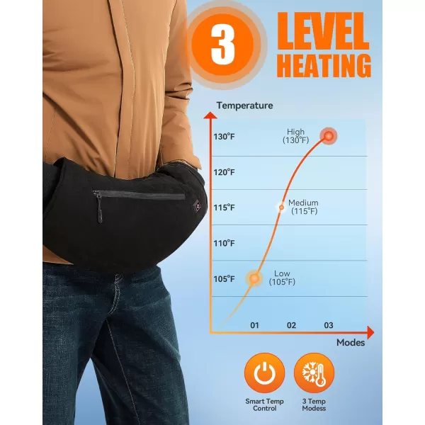 10000mAh Hand Warmer Pouch  Thickened Waterproof Heated Hand Muff 4 Heating Zone 3 Temperature Control for Outdoor Hunting Camping Football GolfBlack