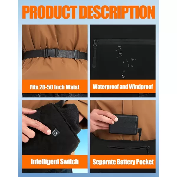 10000mAh Hand Warmer Pouch  Thickened Waterproof Heated Hand Muff 4 Heating Zone 3 Temperature Control for Outdoor Hunting Camping Football GolfBlack