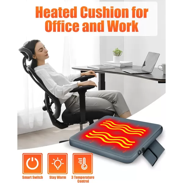 10000mAh Heated Seat Cushion Battery Operated  Portable USB Rechargeable Heating Seat CushionGray