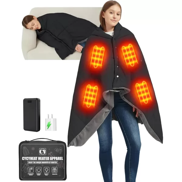 20000mAh Heated Blanket Battery Operated  74V DC Portable Wireless Cordless USB Heating Blanket for OutdoorsBlackwith 20000mah 74v Dc Battery