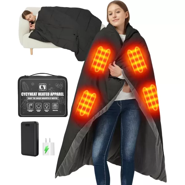 20000mAh Heated Blanket Battery Operated  74V DC Portable Wireless Cordless USB Heating Blanket for OutdoorsBlackwith 20000mah 74v Dc Battery