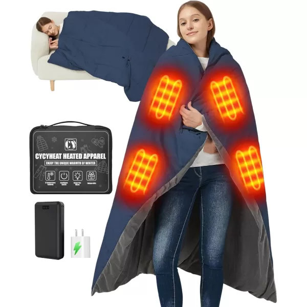 20000mAh Heated Blanket Battery Operated  74V DC Portable Wireless Cordless USB Heating Blanket for OutdoorsBluewith 20000mah 74v Dc Battery