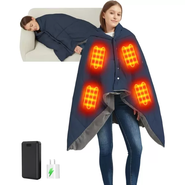 20000mAh Heated Blanket Battery Operated  74V DC Portable Wireless Cordless USB Heating Blanket for OutdoorsBluewith 20000mah 74v Dc Battery