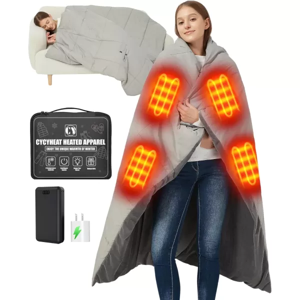 20000mAh Heated Blanket Battery Operated  74V DC Portable Wireless Cordless USB Heating Blanket for OutdoorsGraywith 20000mah 74v Dc Battery