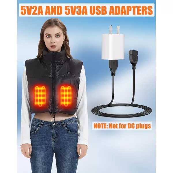 5V2A Heated Vest Jacket Pants Coat Wire Connection Cables  USB Wall Socket Adapter for Heated Apparel Not 74V DC Port65FT