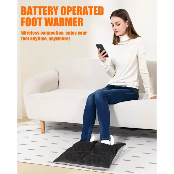 Foot Warmer Battery Operated  Rechargeable Wireless Foot Heating Pad for Under Desk and Bed Men ampamp Women Electric Heated FootBlack