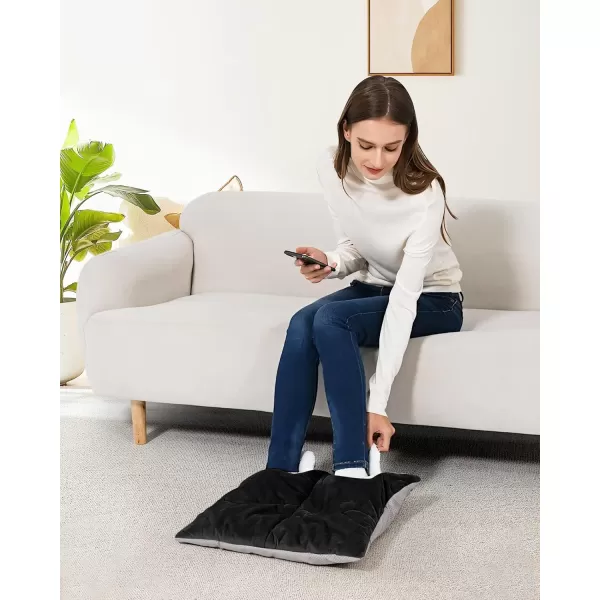 Foot Warmer Battery Operated  Rechargeable Wireless Foot Heating Pad for Under Desk and Bed Men ampamp Women Electric Heated FootBlack