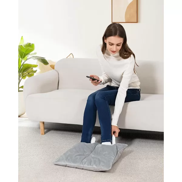 Foot Warmer Battery Operated  Rechargeable Wireless Foot Heating Pad for Under Desk and Bed Men ampamp Women Electric Heated FootGray