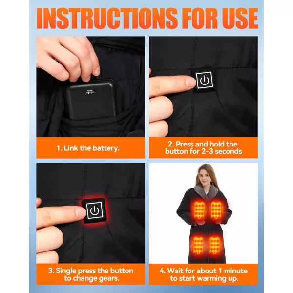 Heated Robe Battery Operated  Men and Women Heated Blanket wiht 20000mAh 74V Portable Electric Heating Blanket Black LSuitable for Body Height 5962FTBlack