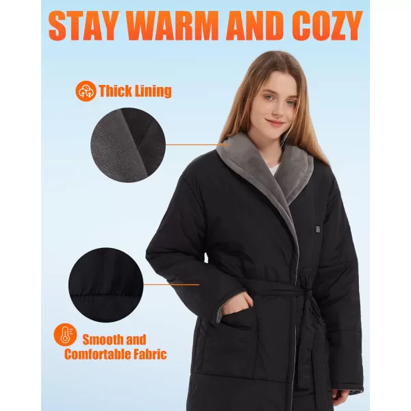 Heated Robe Battery Operated  Men and Women Heated Blanket wiht 20000mAh 74V Portable Electric Heating Blanket Black LSuitable for Body Height 5962FTBlack