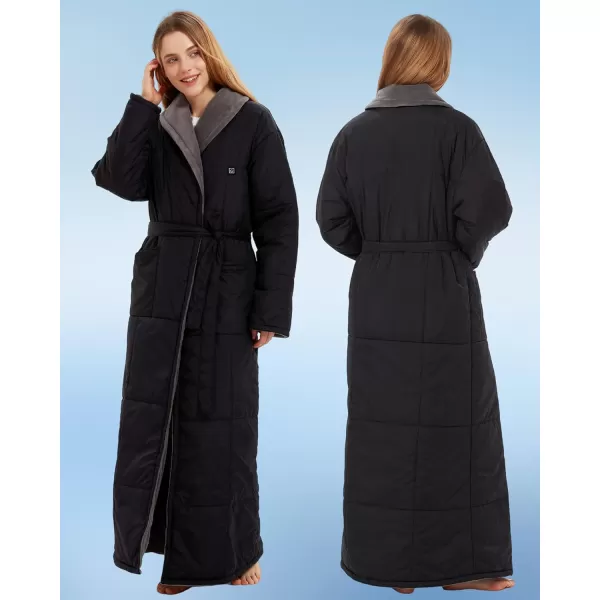 Heated Robe Battery Operated  Men and Women Heated Blanket wiht 20000mAh 74V Portable Electric Heating Blanket Black LSuitable for Body Height 5962FTBlack