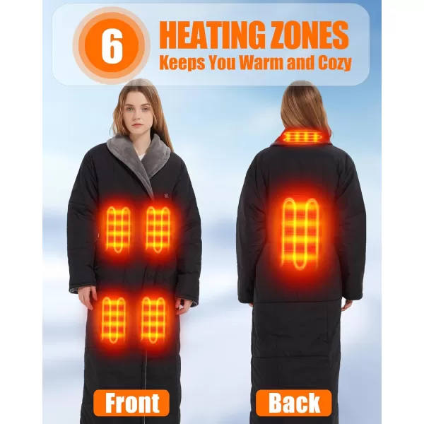 Heated Robe Battery Operated  Men and Women Heated Blanket wiht 20000mAh 74V Portable Electric Heating Blanket Black LSuitable for Body Height 5962FTBlack