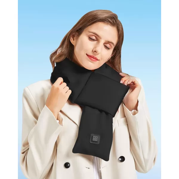 Heated Scarf  Neck Warmer Men and Women Rechargeable Heating Scarfs with Battery 3 Heated Levels Christmas GiftBlack