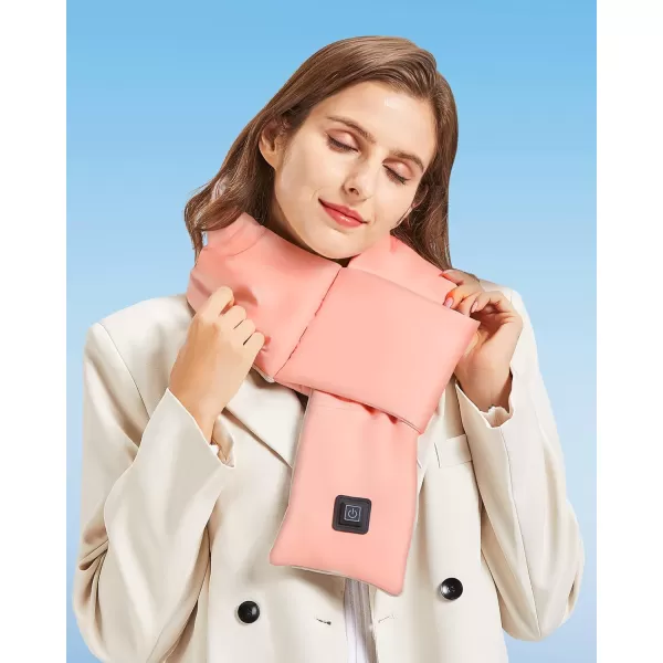 Heated Scarf  Neck Warmer Men and Women Rechargeable Heating Scarfs with Battery 3 Heated Levels Christmas GiftPink