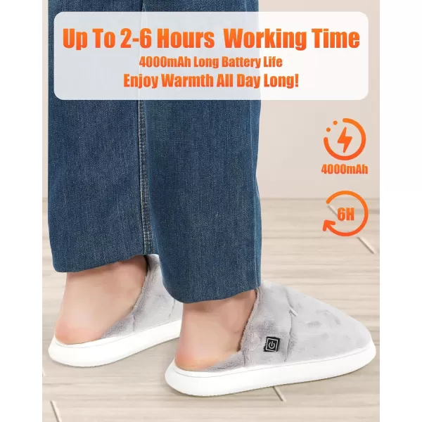 Heated Slippers  Foot Warmer for Men ampamp Women Electric Heating Slippers with 2 Pcs 4000mAh Battery 3 Heating LevelsFlat Slippers