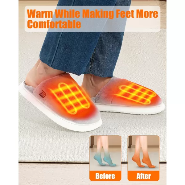 Heated Slippers  Foot Warmer for Men ampamp Women Electric Heating Slippers with 2 Pcs 4000mAh Battery 3 Heating LevelsFlat Slippers