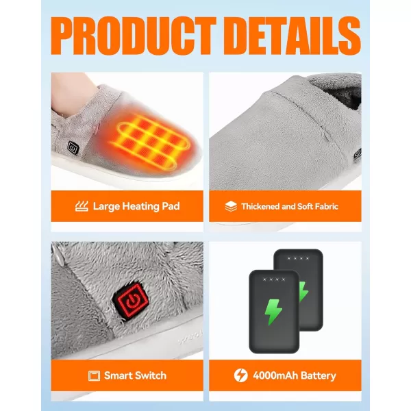 Heated Slippers  Foot Warmer for Men ampamp Women Electric Heating Slippers with 2 Pcs 4000mAh Battery 3 Heating LevelsHeeled Slippers