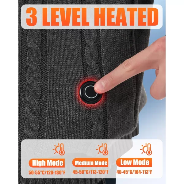 Heated Sweater Jacket Vest for Men and Women 74V Lightweight Heating Sweater Coat with 10000mAh BatteryJackets Dark Gray