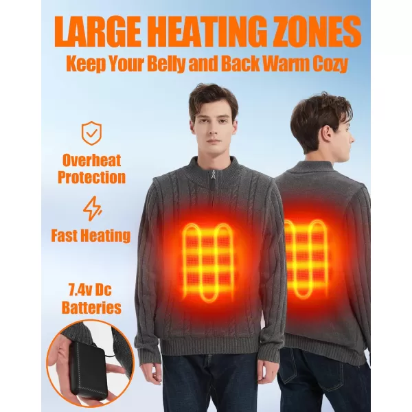 Heated Sweater Jacket Vest for Men and Women 74V Lightweight Heating Sweater Coat with 10000mAh BatteryJackets Dark Gray