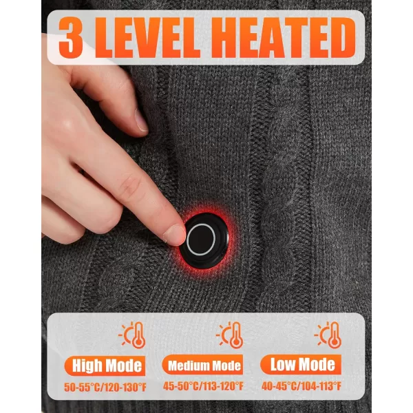 Heated Sweater Jacket Vest for Men and Women 74V Lightweight Heating Sweater Coat with 10000mAh BatteryVest Dark Gray