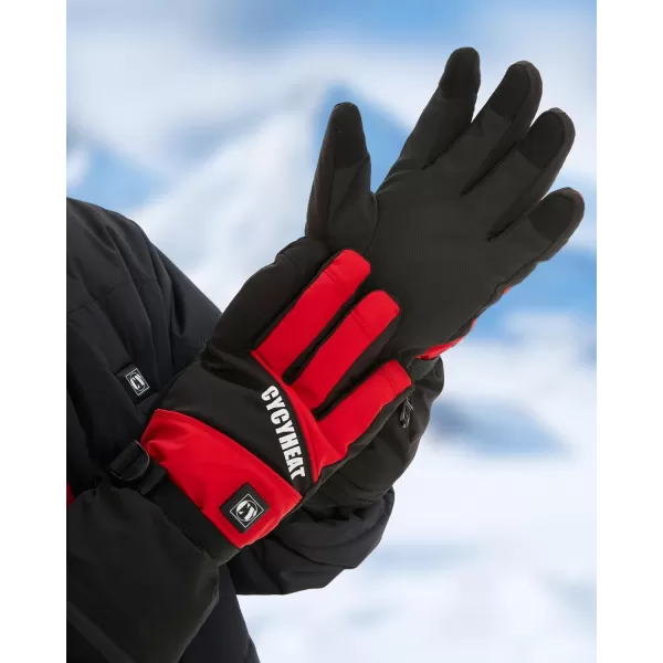 Kids Heated Gloves  Boys and Girls Waterproof Ski Heating Gloves with 2pcs DC 2700mAh Battery 3 Heating LevelsBlackRed