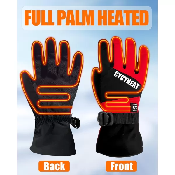 Kids Heated Gloves  Boys and Girls Waterproof Ski Heating Gloves with 2pcs DC 2700mAh Battery 3 Heating LevelsBlackRed