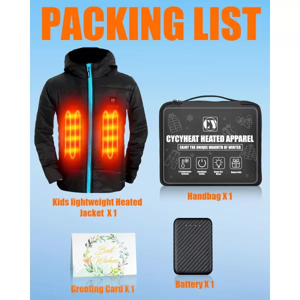 Kids Heated Jacket  Boys and Girls Heating Jackets Hoodie Coat With Battery Pack Heated Clothing for SkiingBlue